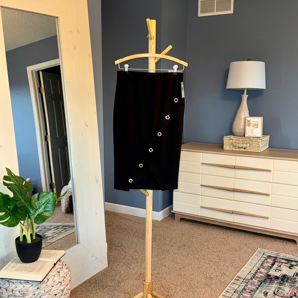 BCX Black Pencil Skirt with Grommet Detail